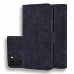 For Samsung Galaxy S23 5G Mandala Embossed Dual-Fold Calf Leather Phone Case(Black)