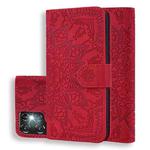 For Samsung Galaxy S23 Ultra 5G Mandala Embossed Dual-Fold Calf Leather Phone Case(Red)