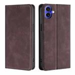 For iPhone 16 Plus Skin Feel Magnetic Leather Phone Case(Dark Brown)