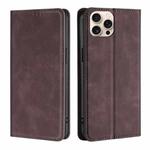 For iPhone 16 Pro Max Skin Feel Magnetic Leather Phone Case(Dark Brown)