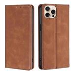 For iPhone 16 Pro Max Skin Feel Magnetic Leather Phone Case(Light Brown)