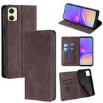 For Samsung Galaxy A05 4G Skin Feel Magnetic Leather Phone Case(Dark Brown)