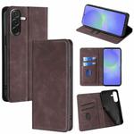 For Samsung Galaxy A36 5G Skin Feel Magnetic Leather Phone Case(Dark Brown)