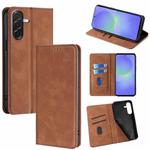 For Samsung Galaxy A36 5G Skin Feel Magnetic Leather Phone Case(Light Brown)