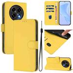 For OPPO A2 Pro 5G Global Skin Feel Solid Color Leather Phone Case with Lanyard(Lemon Yellow)