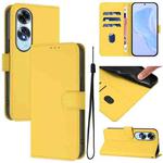 For OPPO A60 4G Global Skin Feel Solid Color Leather Phone Case with Lanyard(Lemon Yellow)