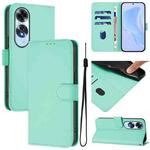 For OPPO A60 4G Global Skin Feel Solid Color Leather Phone Case with Lanyard(Mint Green)