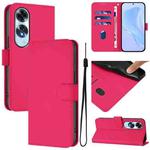 For OPPO A60 4G Global Skin Feel Solid Color Leather Phone Case with Lanyard(Rose Red)