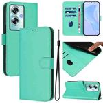 For OPPO A79 5G Global Skin Feel Solid Color Leather Phone Case with Lanyard(Green)