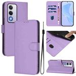 For OPPO A80 5G EU Skin Feel Solid Color Leather Phone Case with Lanyard(Lavender Purple)