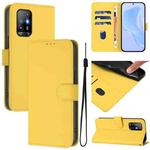 For OPPO A94 5G Global Skin Feel Solid Color Leather Phone Case with Lanyard(Lemon Yellow)