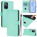 For OPPO A94 5G Global Skin Feel Solid Color Leather Phone Case with Lanyard(Mint Green)