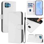 For OPPO F17 Pro Skin Feel Solid Color Leather Phone Case with Lanyard(White)