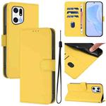 For OPPO Find X5 Pro Skin Feel Solid Color Leather Phone Case with Lanyard(Lemon Yellow)