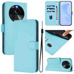 For OPPO Find X6 Skin Feel Solid Color Leather Phone Case with Lanyard(Sky Blue)