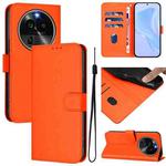 For OPPO Find X6 Pro Skin Feel Solid Color Leather Phone Case with Lanyard(Orange)