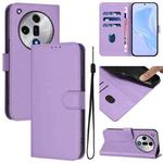 For OPPO Find X7 Skin Feel Solid Color Leather Phone Case with Lanyard(Lavender Purple)