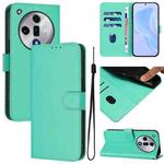 For OPPO Find X7 Skin Feel Solid Color Leather Phone Case with Lanyard(Green)