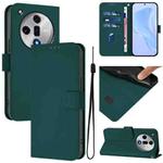 For OPPO Find X7 Skin Feel Solid Color Leather Phone Case with Lanyard(Dark Green)