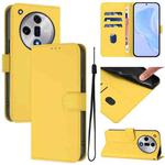 For OPPO Find X7 Skin Feel Solid Color Leather Phone Case with Lanyard(Lemon Yellow)