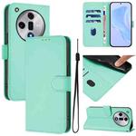 For OPPO Find X7 Skin Feel Solid Color Leather Phone Case with Lanyard(Mint Green)