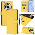 For OPPO Find X7 Ultra Skin Feel Solid Color Leather Phone Case with Lanyard(Lemon Yellow)