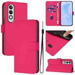 For OPPO K12x 5G Global Skin Feel Solid Color Leather Phone Case with Lanyard(Rose Red)