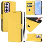 For OPPO Reno12 Pro 5G Global Skin Feel Solid Color Leather Phone Case with Lanyard(Lemon Yellow)