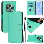 For OPPO Reno12 F Global Skin Feel Solid Color Leather Phone Case with Lanyard(Green)