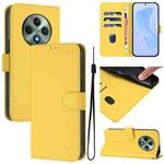 For OPPO Reno12 F Global Skin Feel Solid Color Leather Phone Case with Lanyard(Lemon Yellow)