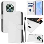 For OPPO Reno12 F Global Skin Feel Solid Color Leather Phone Case with Lanyard(White)