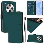 For OPPO Find X8 Skin Feel Solid Color Leather Phone Case with Lanyard(Dark Green)