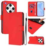 For OPPO Find X8 Pro Skin Feel Solid Color Leather Phone Case with Lanyard(Red)