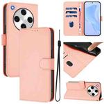 For OPPO Find X8 Pro Skin Feel Solid Color Leather Phone Case with Lanyard(Pink)