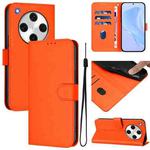 For OPPO Find X8 Pro Skin Feel Solid Color Leather Phone Case with Lanyard(Orange)