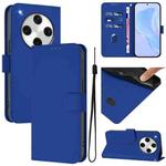 For OPPO Find X8 Pro Skin Feel Solid Color Leather Phone Case with Lanyard(Dark Blue)