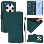 For OPPO Find X8 Pro Skin Feel Solid Color Leather Phone Case with Lanyard(Dark Green)