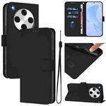 For OPPO Find X8 Pro Skin Feel Solid Color Leather Phone Case with Lanyard(Black)