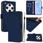For OPPO Find X8 Pro Skin Feel Solid Color Leather Phone Case with Lanyard(Navy Blue)