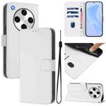 For OPPO Find X8 Pro Skin Feel Solid Color Leather Phone Case with Lanyard(White)