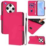 For OPPO Find X8 Pro Skin Feel Solid Color Leather Phone Case with Lanyard(Rose Red)