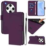 For OPPO Find X8 Pro Skin Feel Solid Color Leather Phone Case with Lanyard(Violet)