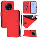 For OPPO A5 Pro China Skin Feel Solid Color Leather Phone Case with Lanyard(Red)