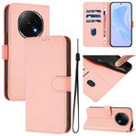 For OPPO A5 Pro China Skin Feel Solid Color Leather Phone Case with Lanyard(Pink)