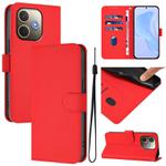 For OPPO A5 Pro 5G Global Skin Feel Solid Color Leather Phone Case with Lanyard(Red)