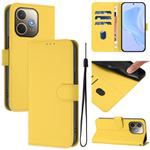 For OPPO A5 Pro 5G Global Skin Feel Solid Color Leather Phone Case with Lanyard(Lemon Yellow)