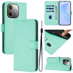 For OPPO A5 Pro 5G Global Skin Feel Solid Color Leather Phone Case with Lanyard(Mint Green)