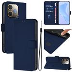 For OPPO A5 Pro 5G Global Skin Feel Solid Color Leather Phone Case with Lanyard(Navy Blue)