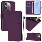 For OPPO A5 Pro 5G Global Skin Feel Solid Color Leather Phone Case with Lanyard(Violet)
