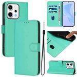 For OPPO Reno14 5G Global Skin Feel Solid Color Leather Phone Case with Lanyard(Green)